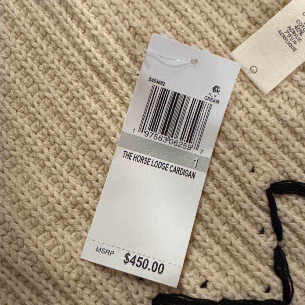 The Great. NWT The Horse Lodge Cardigan Open cardigan with horse motif - Picture 9 of 12